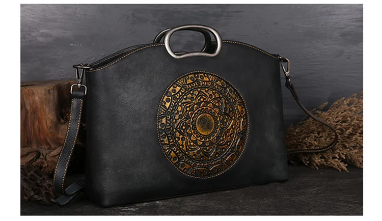 New Brand Vintage Women Genuine Leather Handbags Ladies Retro Elegant Shoulder Messenger Bag Cow Leather Handmade Womans Bags