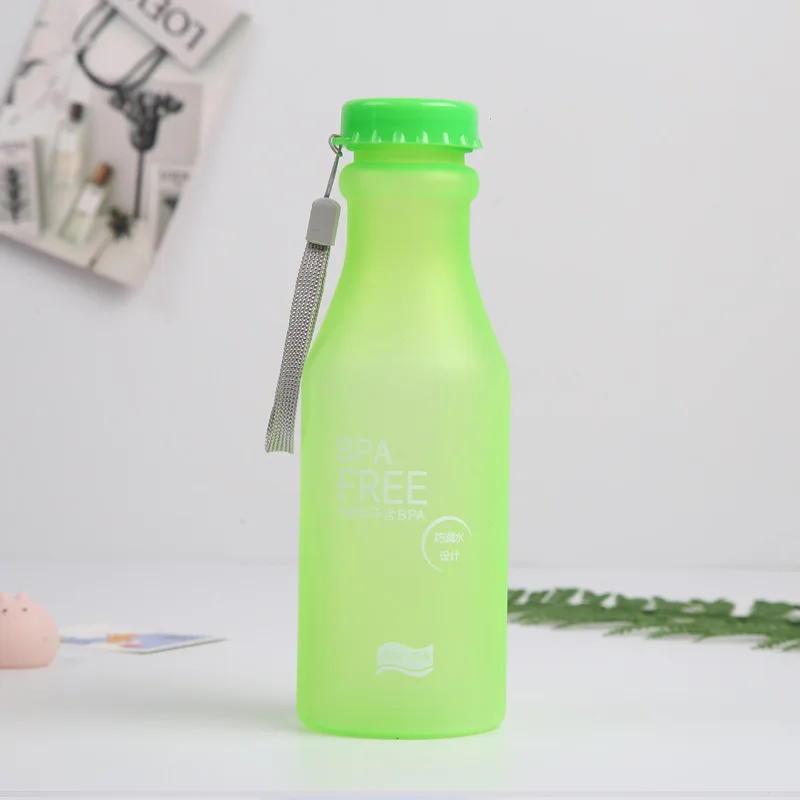 Green Бутылка для воды, яркие цвета, небьющаяся, матовая, герметичная, пластиковый чайник, 550 мл, без бисфенола, портативная бутылка для воды, aguafor, для путешествий - Цвет: Green