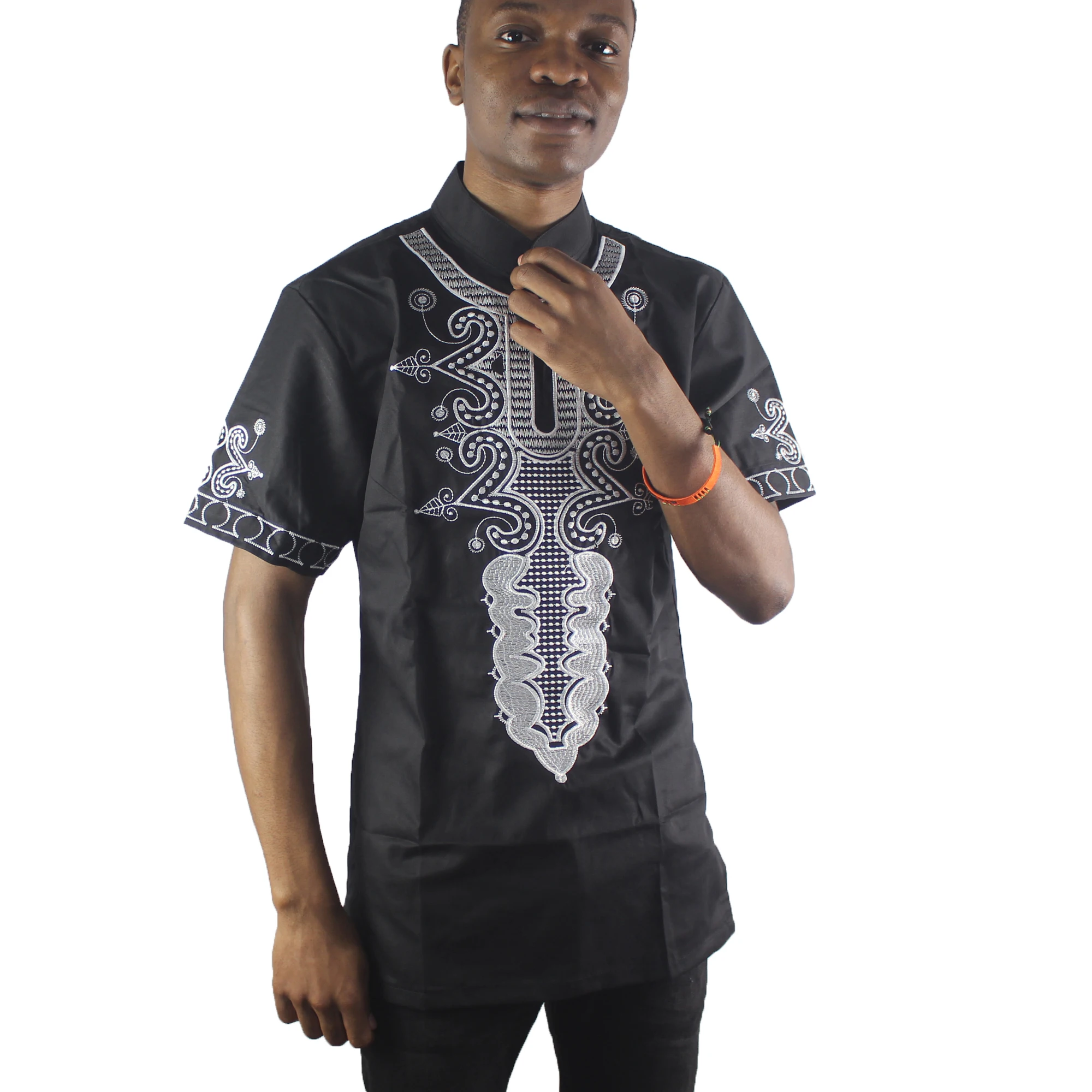 Модная мужская черная футболка Dashiki с вышивкой|Африканская одежда| |