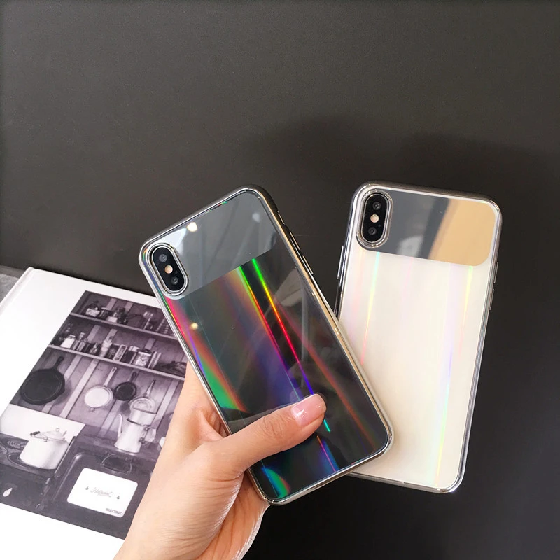 GlamPhone чехол, роскошный зеркальный чехол для телефона для iphone 8 X, крутой лазерный блестящий чехол для iphone X 7, 6, 6S Plus, Жесткий Чехол на заднюю панель, чехол s