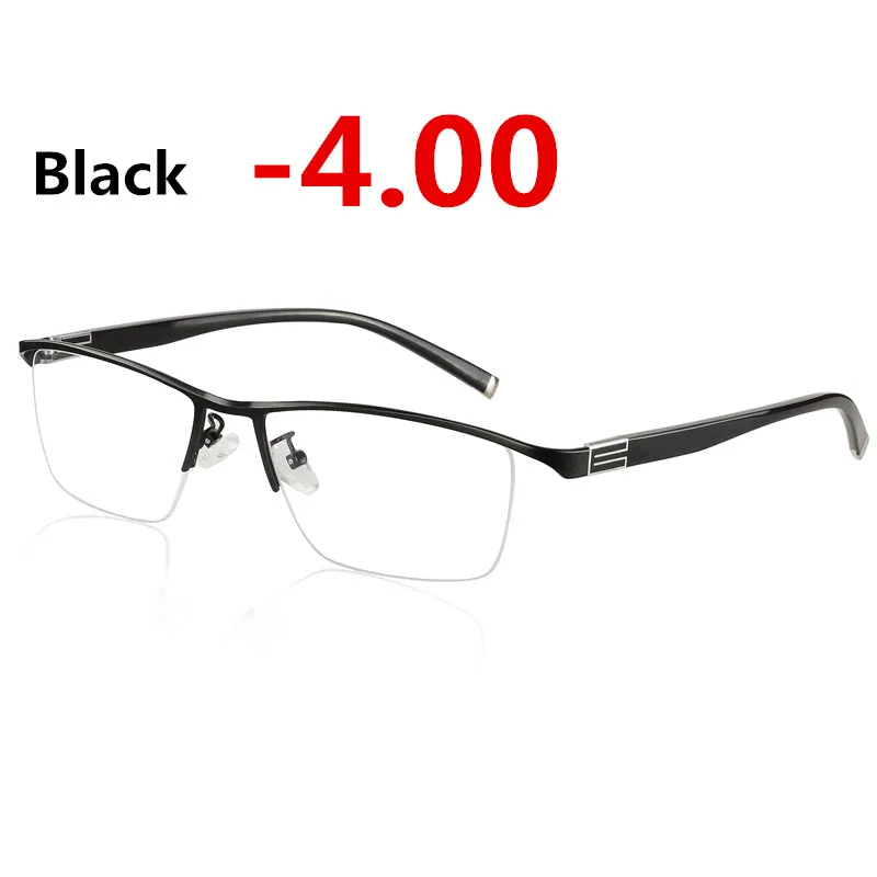 Black -4.00 Титановый сплав солнцезащитные фотохромные очки для близорукости оптические мужские очки по назначению очки оправа Половина обода очки с диоптриями очки-1-2-3-4 - Цвет оправы: Black -4.00