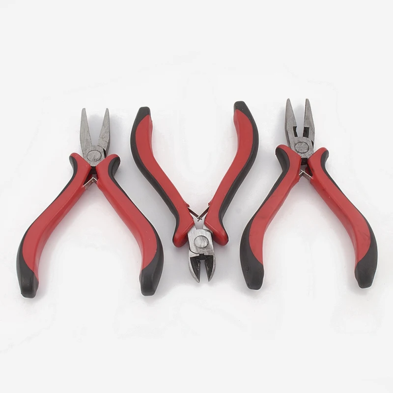 3pcs/set 45# Steel Jewelry Pliers Wire-Cutter Plier Flat Nose/Side Cutting Plier for Jewellery Making 32.5x8.5x2cm