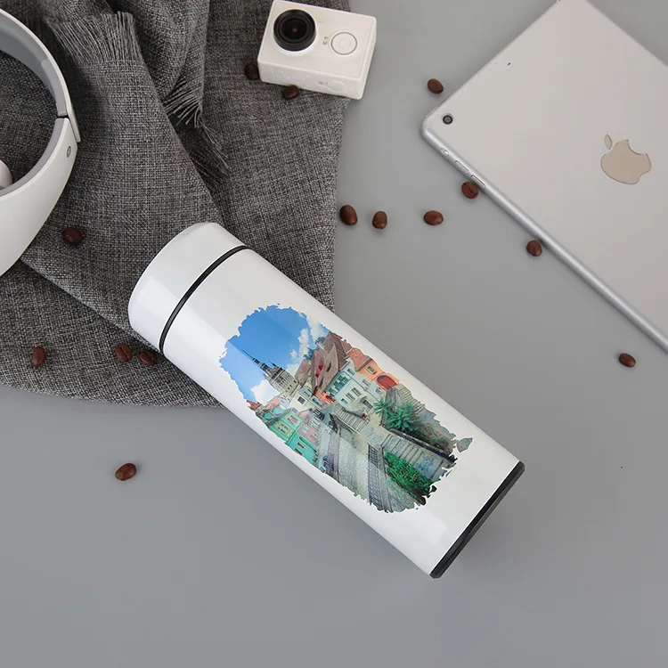 White DIY print 350 мл/500 мл Термос с фото креативные подарки Сделай Сам Настройка изображения фото картина яркая печать логотипов Название термальная бутылка мазвэй - Цвет: White DIY print