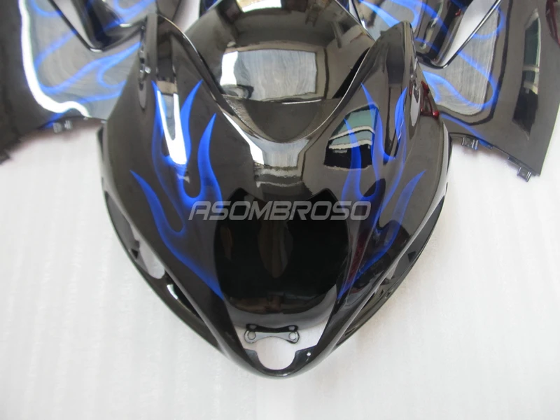 Мотоцикл горячая Распродажа обтекатель набор для Suzuki 1996-2007 GSXR1300 96-07 Синий Пламя