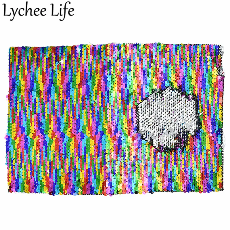 Lychee Life Радужная Двусторонняя блестящая ткань A4 29x21 см Полиэстер Атласная Ткань DIY Ручная работа швейная ткань принадлежности аксессуары