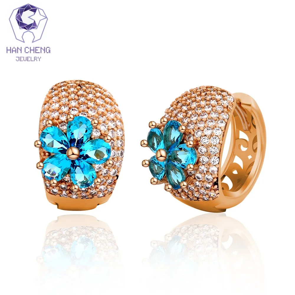 Новинка модные роскошные серьги HanCheng с золотым покрытием кольца цирконием