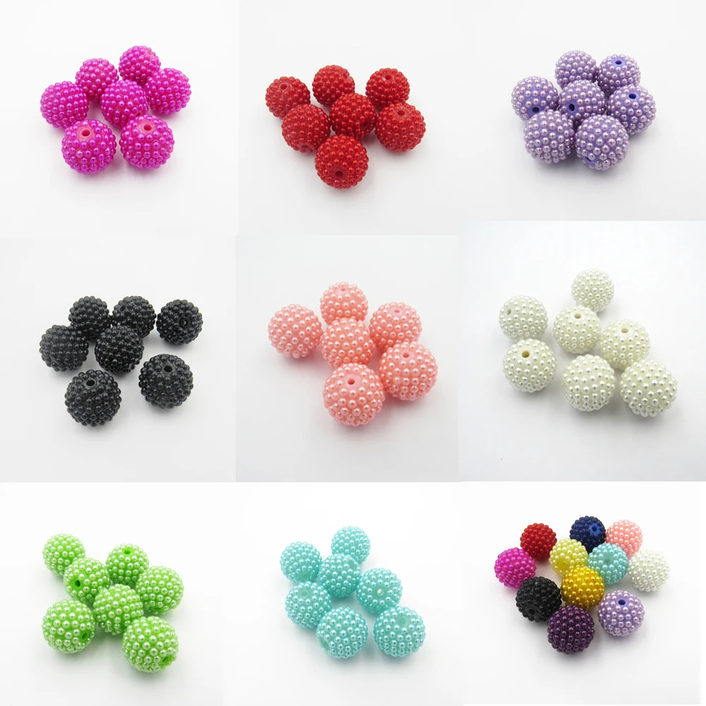 

Wholesale 12mm/20mm/22mm Acrylic Pearl Rhinestone Beads For Chunky Kids Jewelry /DIY Hand Made Design