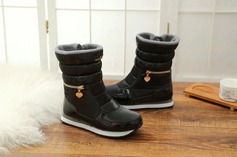 BeckyWalk/ г. Новые женские зимние ботинки Нескользящая Водонепроницаемая зимняя обувь до середины икры женская утепленная обувь с хлопковой подкладкой WSH3097