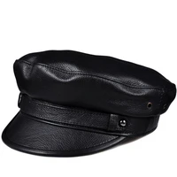 2020 winter menwomen genuine leather navy hats unisex europeanamerican streetwear fitted black caps with belt outdoor gorro
