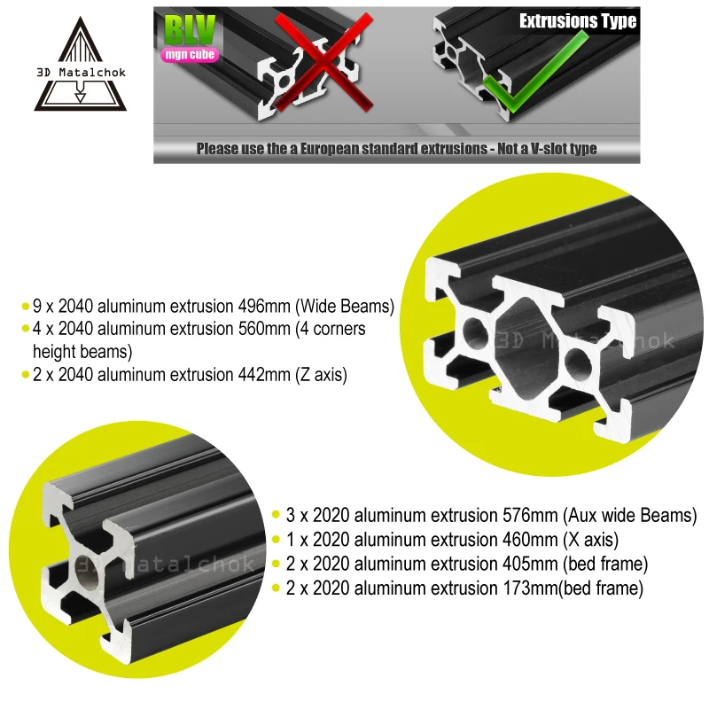 Детали для 3D принтера BLV mgn Cube Frame kit & Hardware Kit DIY CR10 E3D V6 Hotend принтер Z высота 365