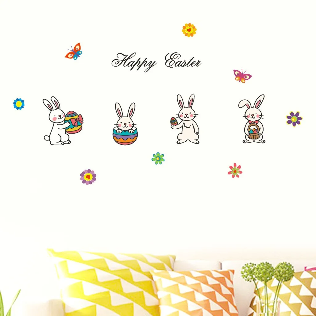 Наклейки на стену с изображением Счастливой Пасхи семейные красивые наклейки