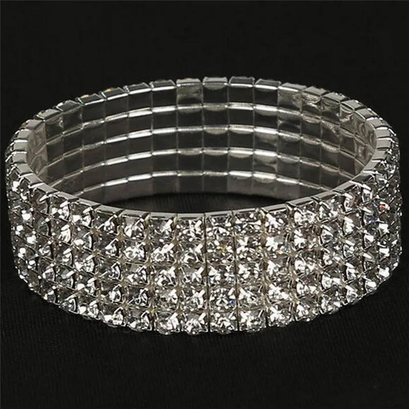 PINKSEE Блестящий Кристалл Стразы эластичный браслет свадебные ювелирные изделия