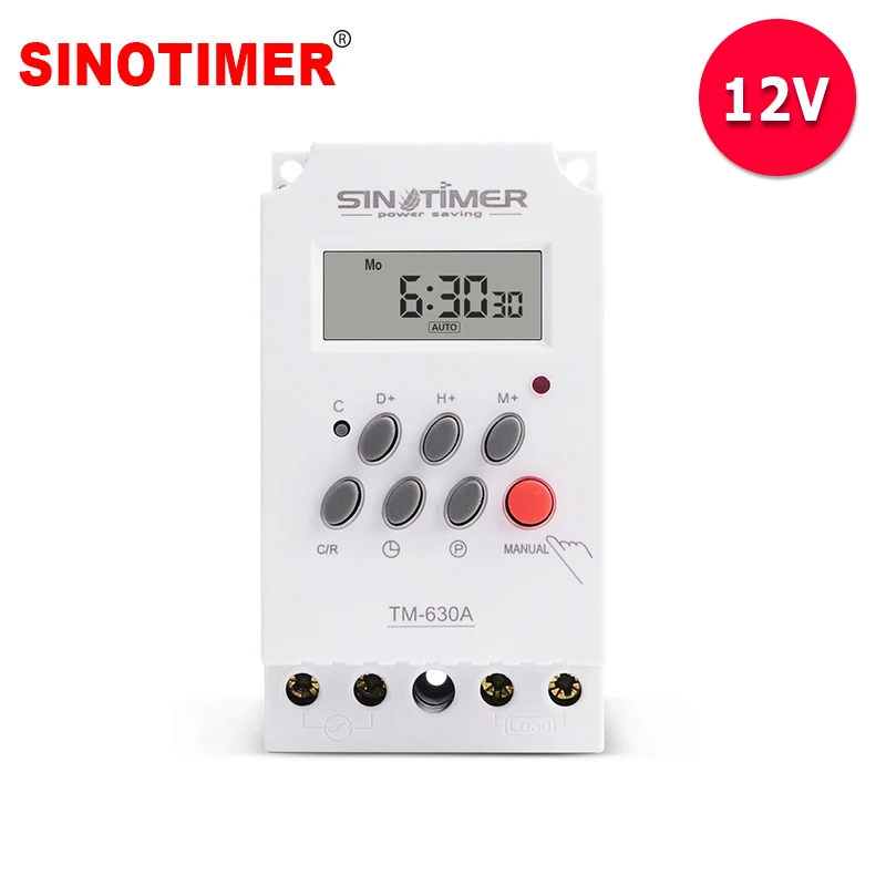 

12V DC AC Input 7 Days Programmable 24hrs MINI TIMER SWITCH Time Relay Output Load High Power 30A