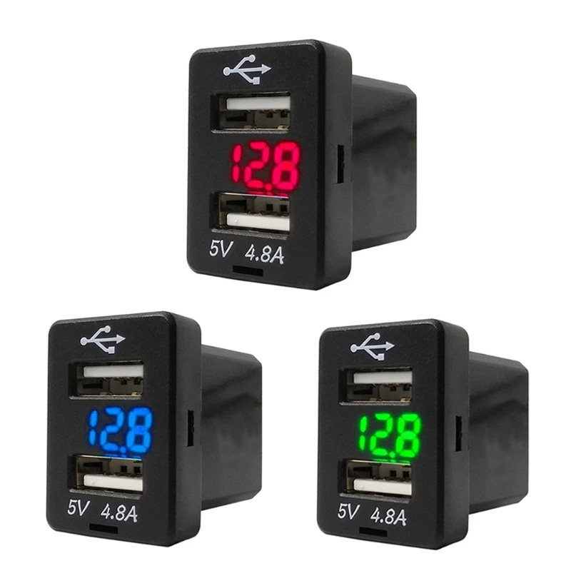 2019 12V для автомобиля с двумя портами USB Зарядное устройство светодиодный