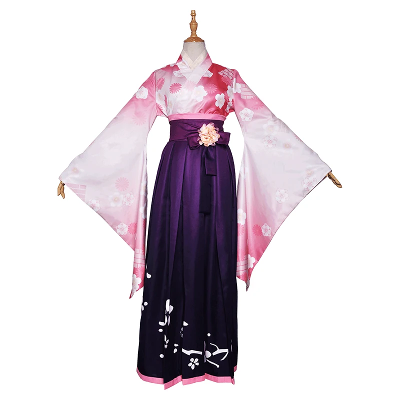 Anime! Miracle Nikki Lin Lang Pear Court Flowers Kimono Uniform Cosplay Costume Female Ancient Style Dress Free Shipping |