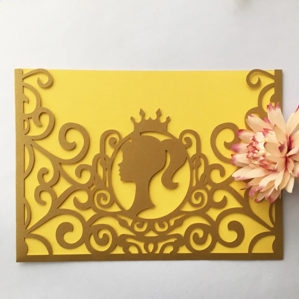20pcs/lot Elegant Girl Princess Pearl Paper Wedding Invitation 16th Birthday Party Greeting Blessing Card Adult Ceremony | Дом и сад