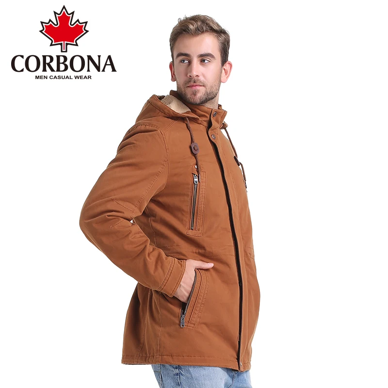 CORBON Jacket Men's Parkas Thick Hooded Coats Men Thermal Warm Casual Jackets Male Outerwear Brand Clothing | Мужская одежда