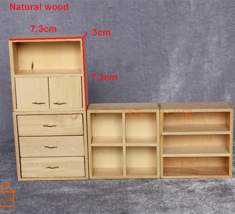 Комбинированный шкаф витрина деревянный миниатюрный кукольный домик 1/12 весы