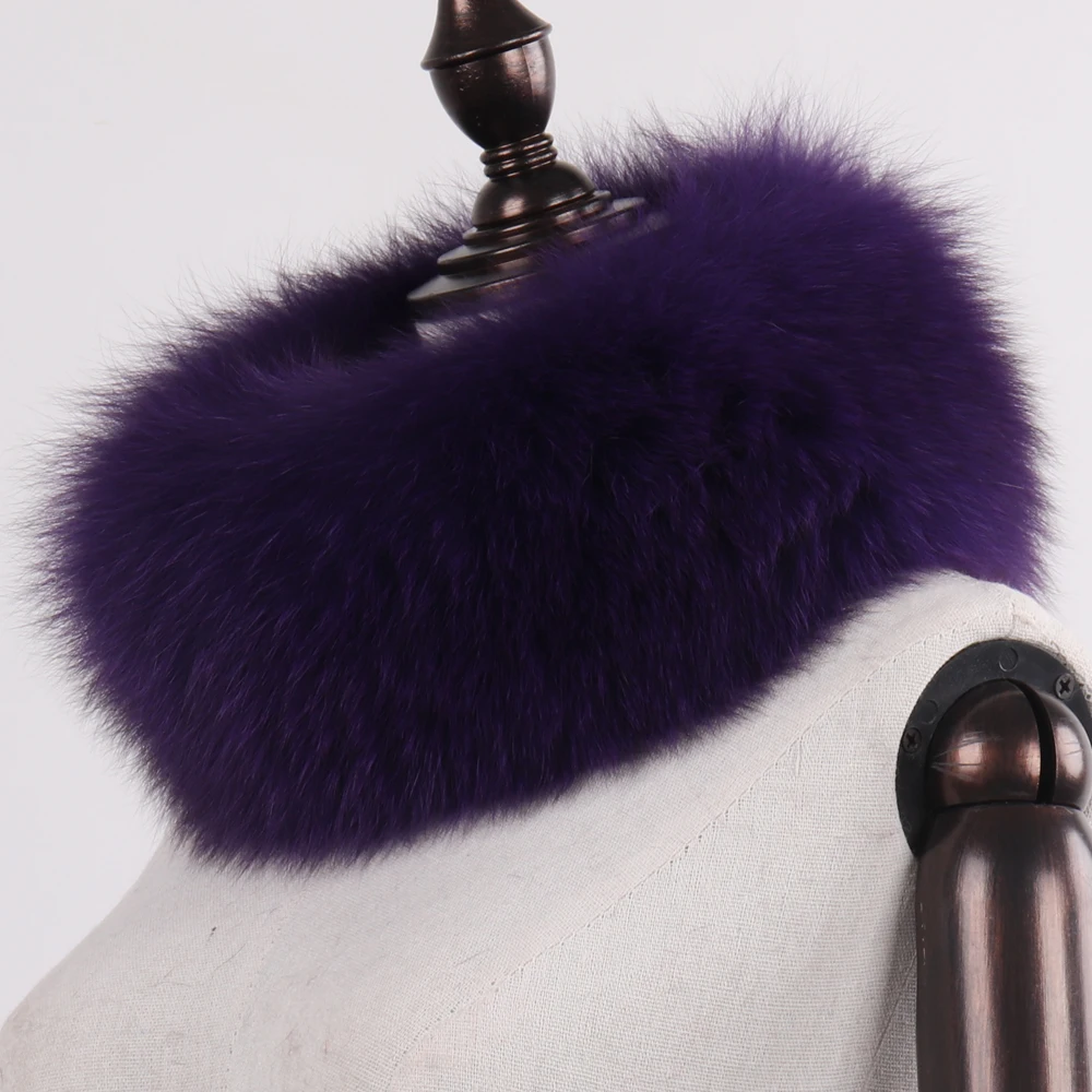 Роскошные женские 100% с натуральным лисьим мехом шарф хомут вязаное изделие из