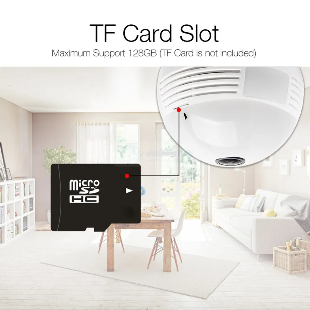 HD 960P 1.3MP WiFi лампа светильник IP камера 360 градусов ночное видение двухсторонняя