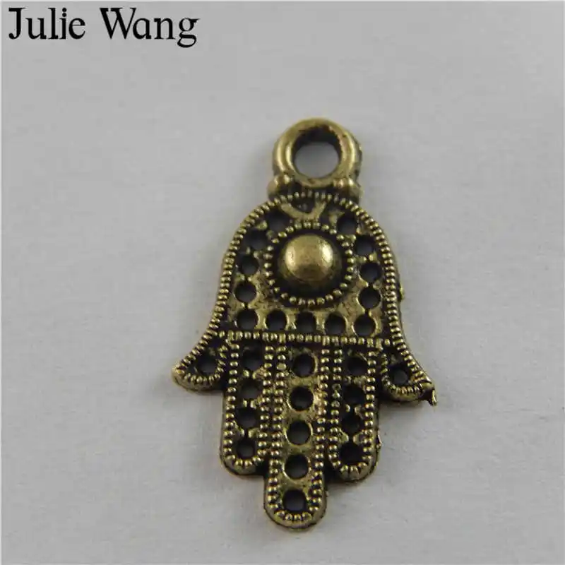 Julie Wang 30 шт винтажные античные бронзовые полые ручные пальмовые подвески