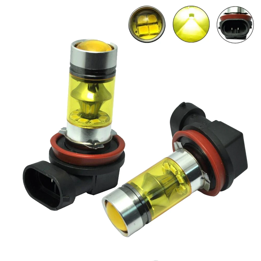 

2pcs Car LED fog lamp H8 H11 100W 20LED White Golden light Headlight fog lamp