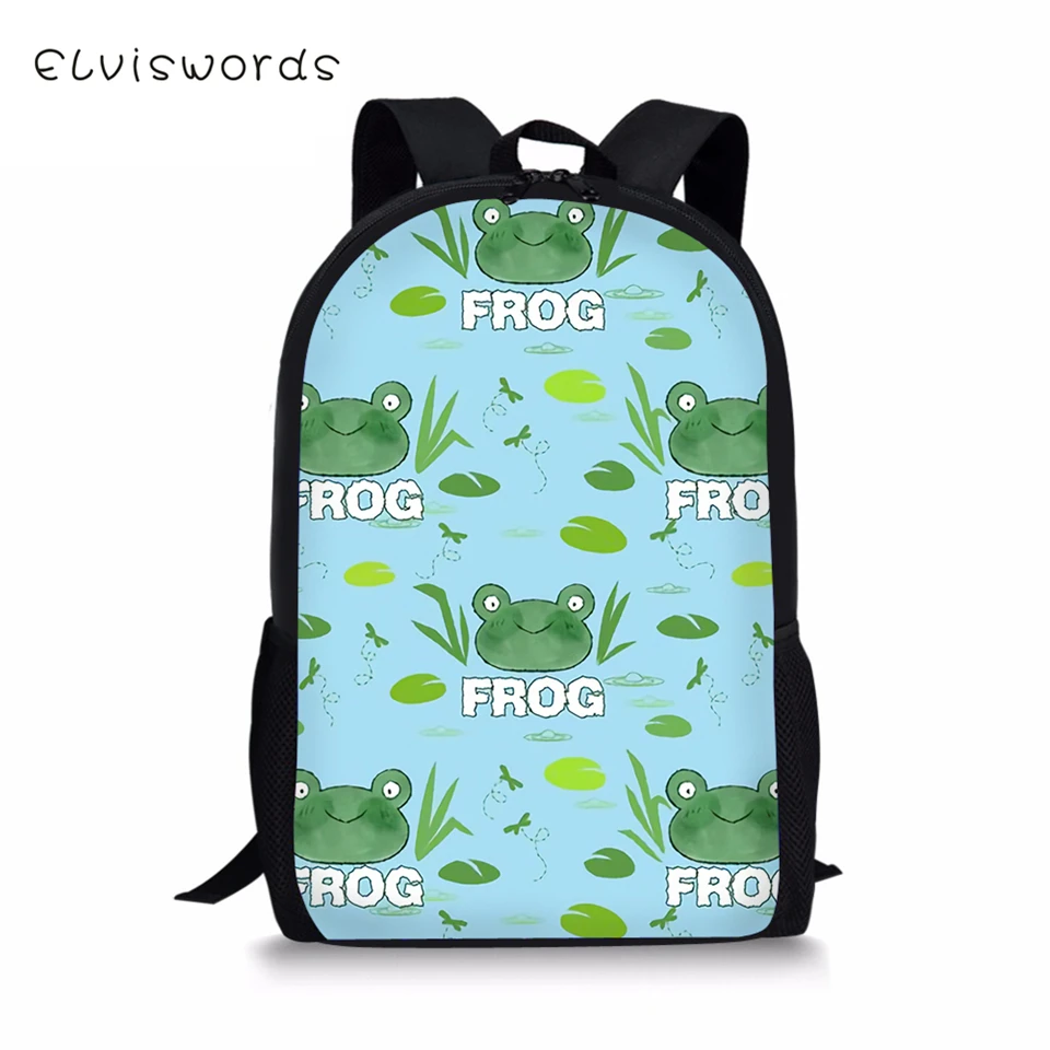 Детский рюкзак ELVISWORDS клоун принт с животными дорожный для ноутбука Kawaii Pig and Frogs