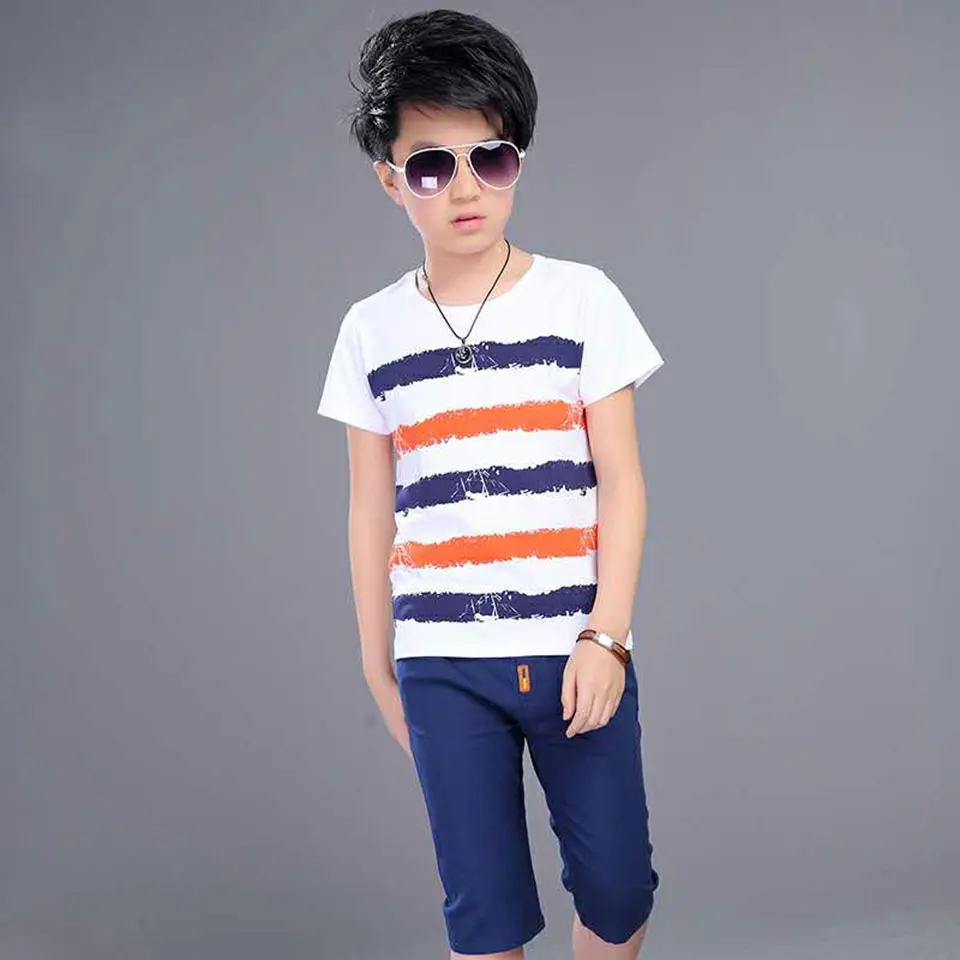 Fashion Suits Teenage Summer Boys Clothing Sets Short Sleeve T Shirt &amp Shorts Casual 3 4 5 6 7 8 9 10 12 Years Boy Clothes |