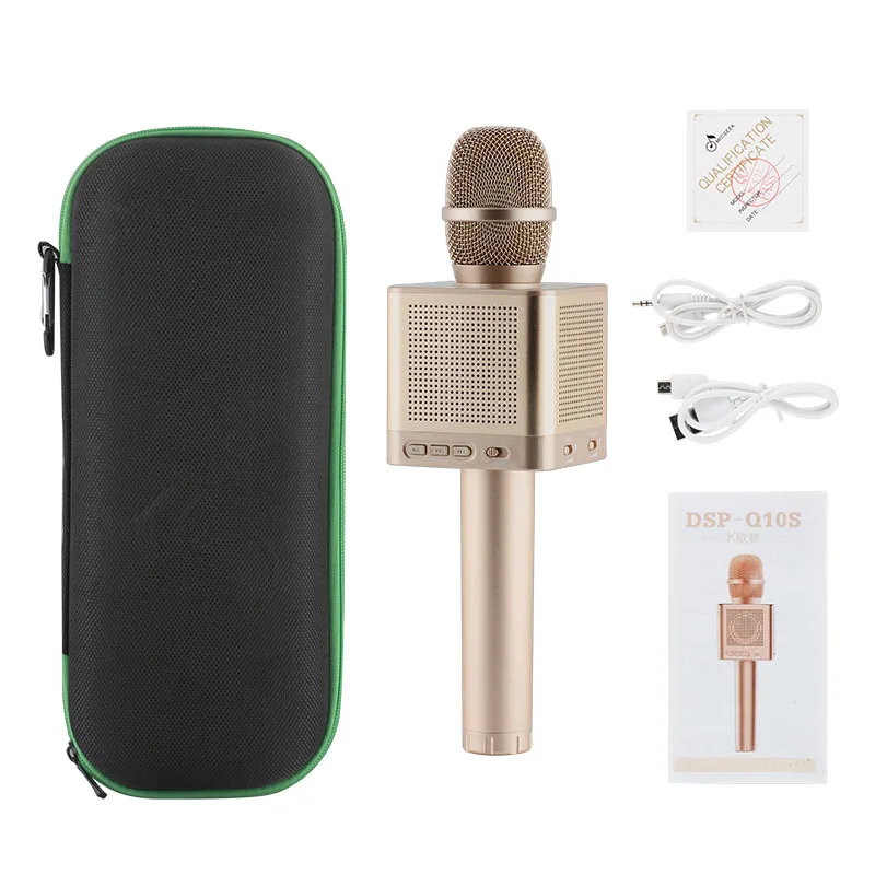 MicGeek Q10S беспроводной Bluetooth волшебный микрофон для караоке с 4 динамиками микрофон черный чехол для ключей