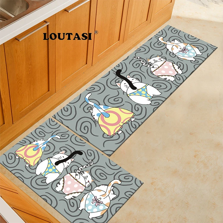 LOUTASI длинные коврики милые кошки животные напечатанные кухонные ковры для ванной