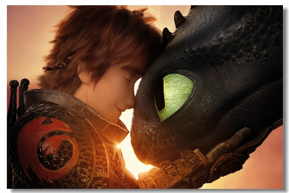 На заказ холст настенная роспись Hiccup Беззубик плакат HTTYD пленка Настенная