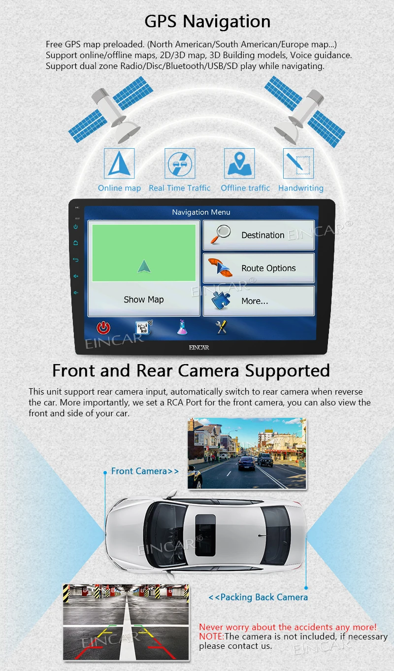 EinCar Android 7 1 Octa Core 2 ГБ 32 стерео Bluetooth Авторадио Видео Аудио плеер двойной Дин радио