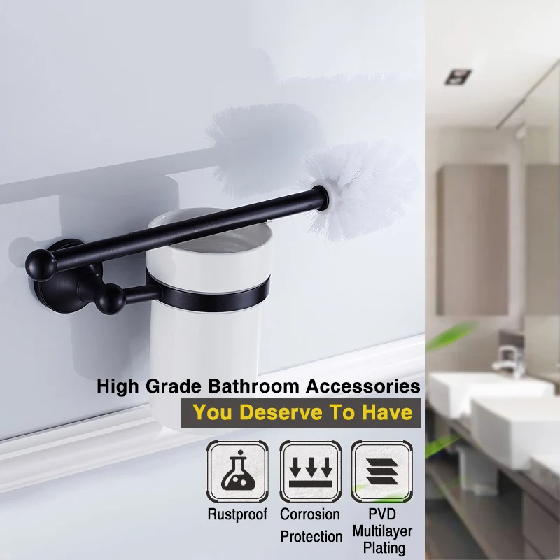 black bathroom accessories sets wall mounted hair dryer rack antique wc paper towel holder toilet brush holder bathroom hardware free global shipping