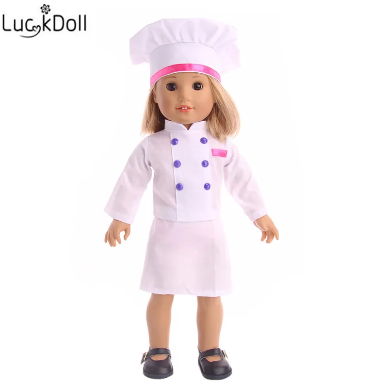 LUCKDOLL костюм шеф-повара и обувь подходит для 18 дюймов Американский 43 см детская