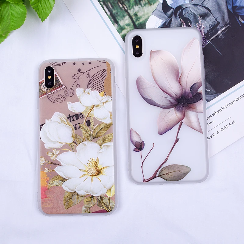 Подходящий чехол для iPhone XS милые цветные чехлы с рельефными цветами Max XR мягкие