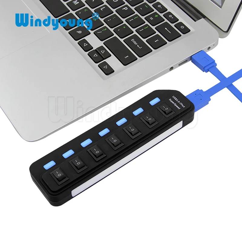 Windyoung USB 3 0 концентратор с 7 портами зарядкой и выключателем питания несколько usb