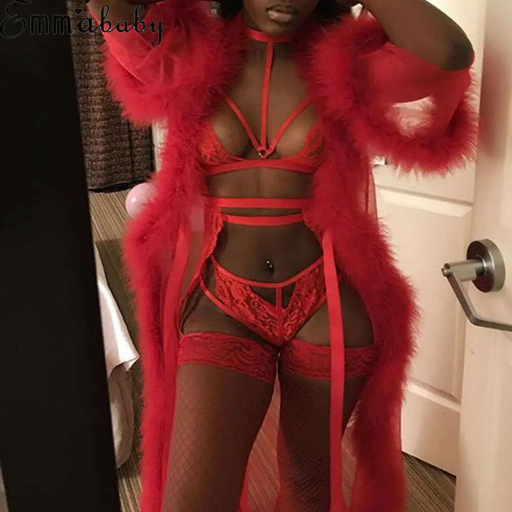 

2019 New SEXY Sleepwear Robe Without G-string Womens Lingerie Mesh Long Bath Robe Gown Babydoll Nightwear Sleepwear Christmas