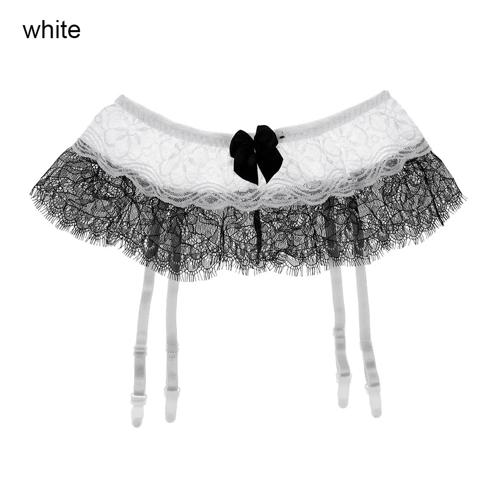 white 1 шт., для женщин, девочек, для ног, подвязки, пояс на подвязках, полый, бандаж, сексуальное, эластичное, кружевное, с цветочным рисунком, с бантом, для свадебной вечеринки, свадебное белье, косплей - Цвет: white