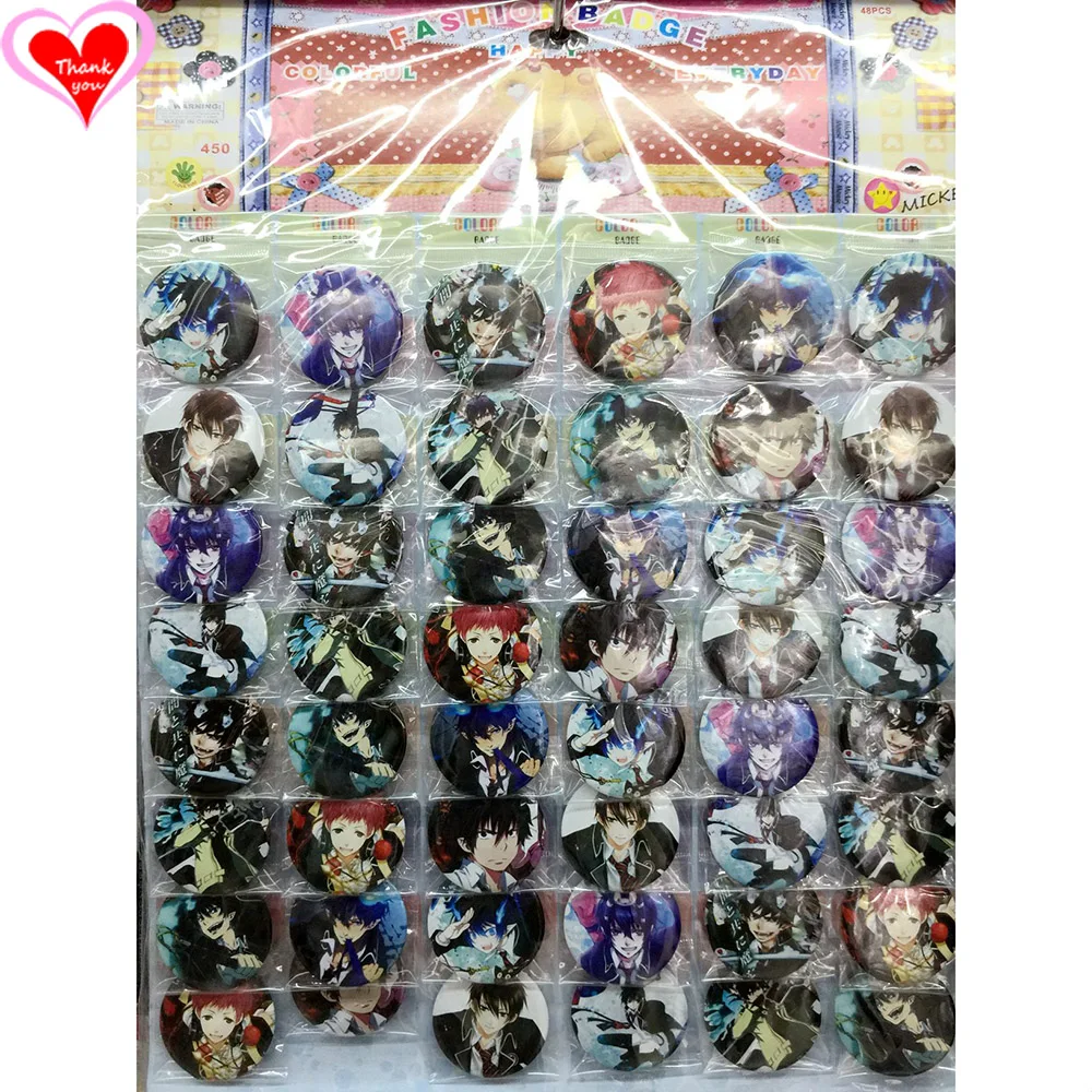 Брошь с надписью Love Thank You 45 мм 16/24/32/40/48 шт.|blue exorcist|brooch pins lottoy lot |