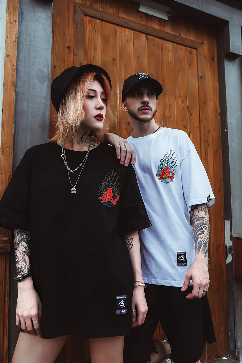 Bebovisi Harajuku Хип-хоп Мужская футболка со змеиным привидением, Японская уличная хлопковая Футболка большого размера, топы с принтом сзади, одежда