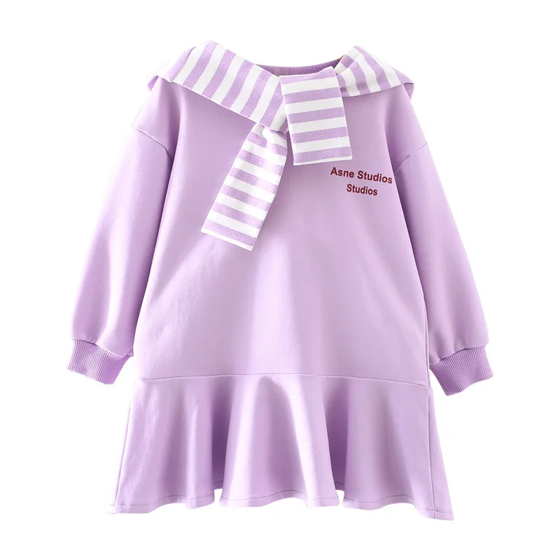 Baby Girls Dress Children Long Sleeve Striped Hooded Dresses Kids Cute Spring Autumn Casual Clothes | Детская одежда и обувь