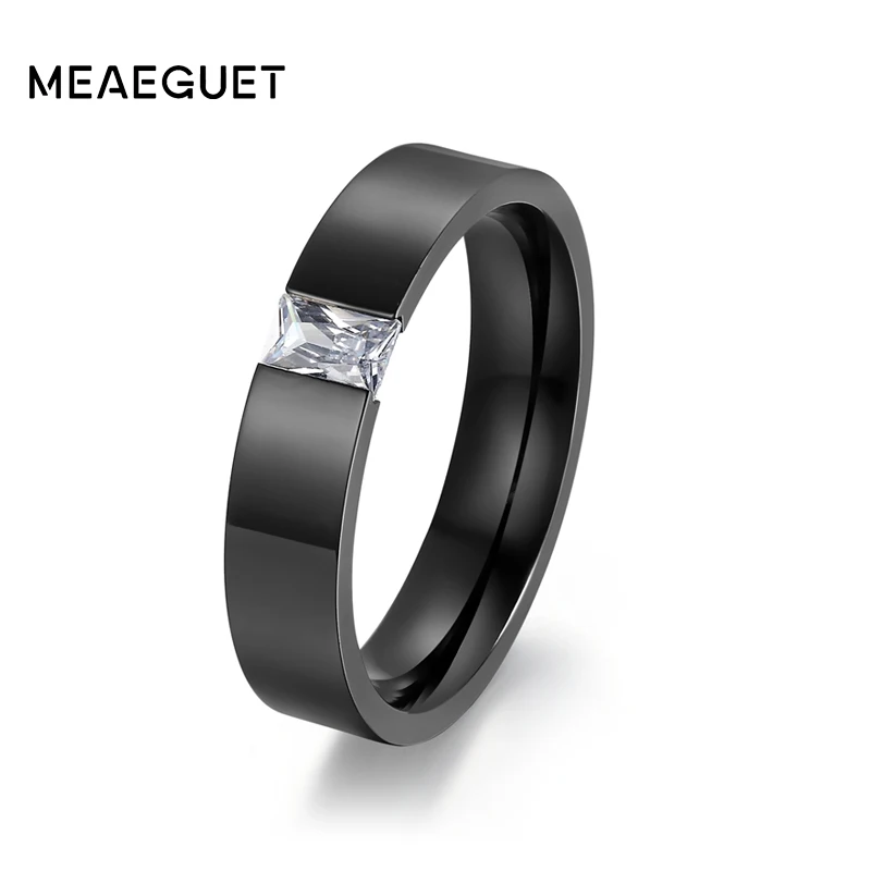 Meaeguet, 6 мм, ширина, нержавеющая сталь, мужские свадебные кольца, черный/золотой цвет, обручальное кольцо, бижутерия, кристалл, камень, модные, Anel ювелирные изделия
