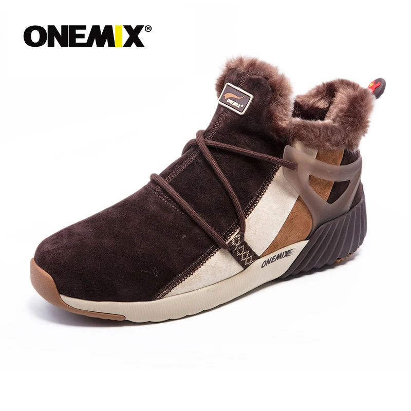 ONEMIX Men Waterproof Snow Boots Women Sneaker Male Trainers Walking Outdoor Athletic Comfortable Warm Wool Shoes hiking shoes