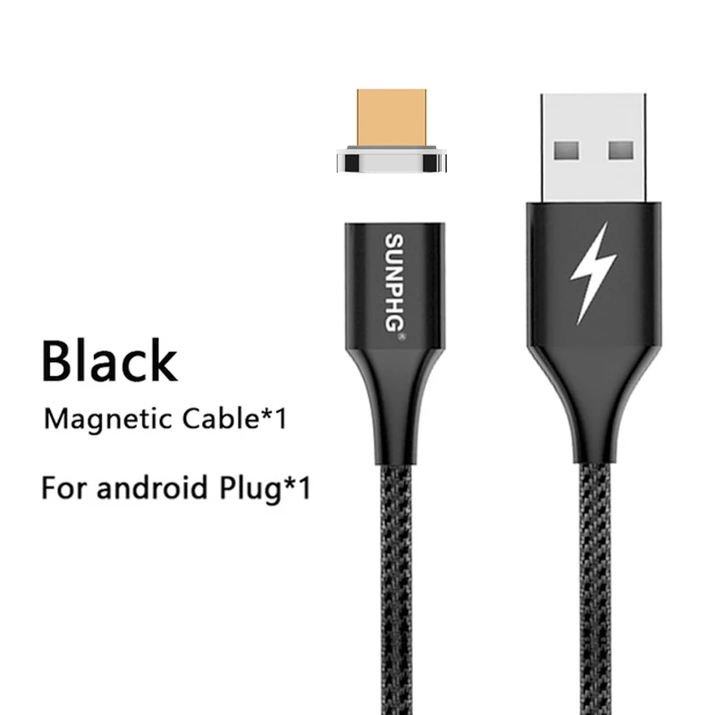 Магнитный зарядный кабель для телефона SUNPHG для samsung Android A7 A6 на Galaxy S7 Micro usb 3A Быстрая зарядка линия передачи данных для iPhone x 8p 1 м - Тип штекера: black for android