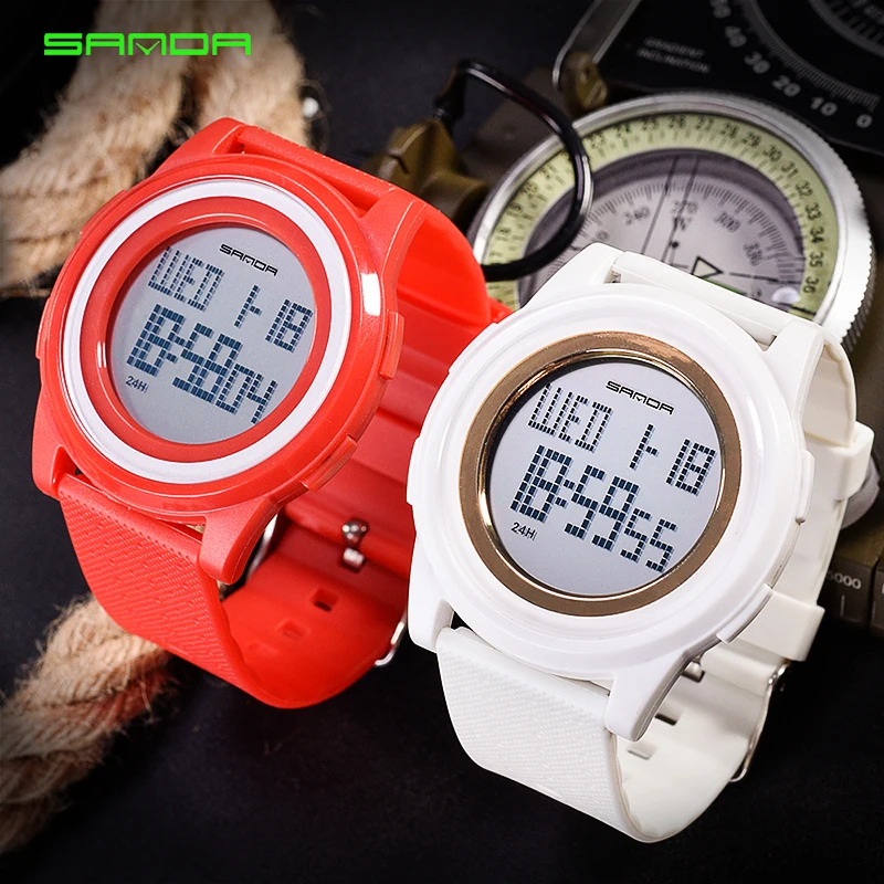 

SANDA 9mm Super Slim Sport Men Womens Watches Top Brand Luxury Electronic LED Digital Wrist Watch Male Clock relogio feminino