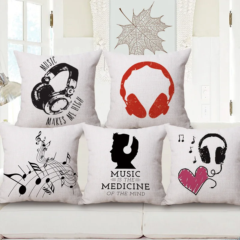 Новинка Короткое Стиль музыка тема Узор Диван подушка чехол из хлопка и льна