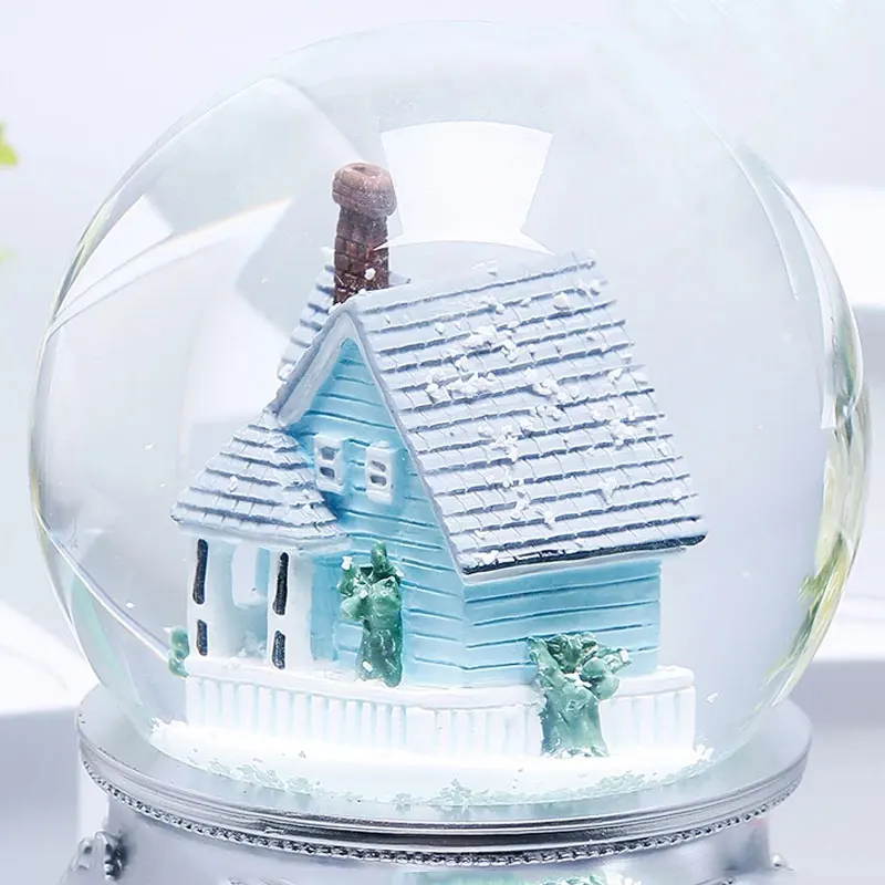 10*15 см скандинавские синие домики Spin Snow Globe Bluetooth функциональная музыкальная