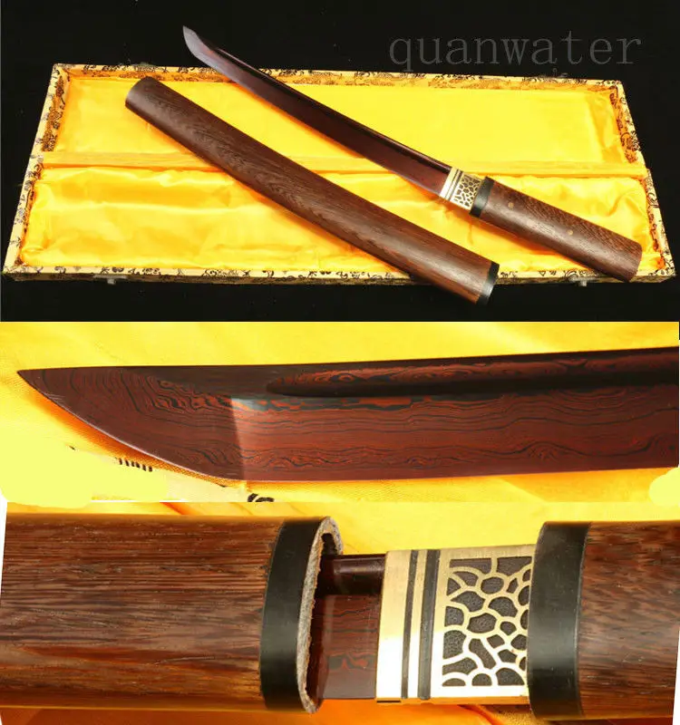 Красное лезвие из дамасской стали 21 'rose WOOD японский короткий самурайский меч