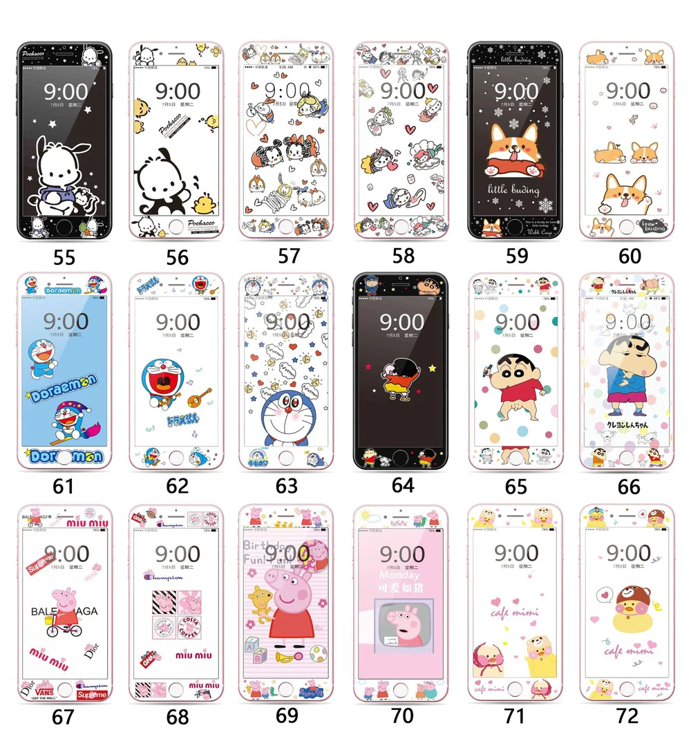 Закаленное стекло для защиты экрана для iPhone 6, 6s Plus, 7, 8 Plus, Kitty Cat, мультфильм, защитное полное покрытие, 3D пленка с закругленными краями SH04