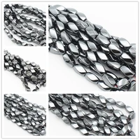 4 16mm natural hematite 4sides twist loose beads 16inch98pcsbeads for diy jewelry makinghe65
